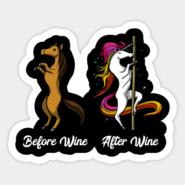 Unicorn Before And After Wine Pole Dancing Sticker by underheaven